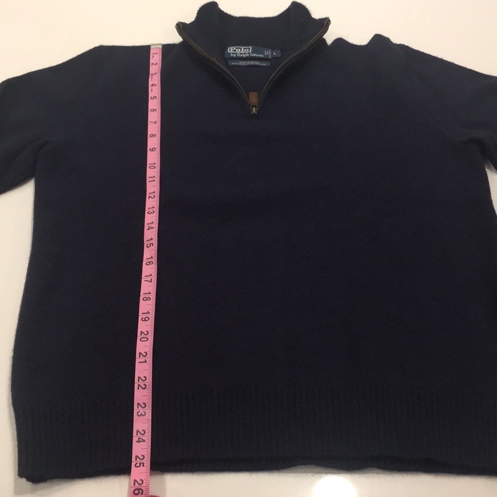 Polo L MENs 100% Cashmere, 1/2 Zip Navy - Picture 7 of 9